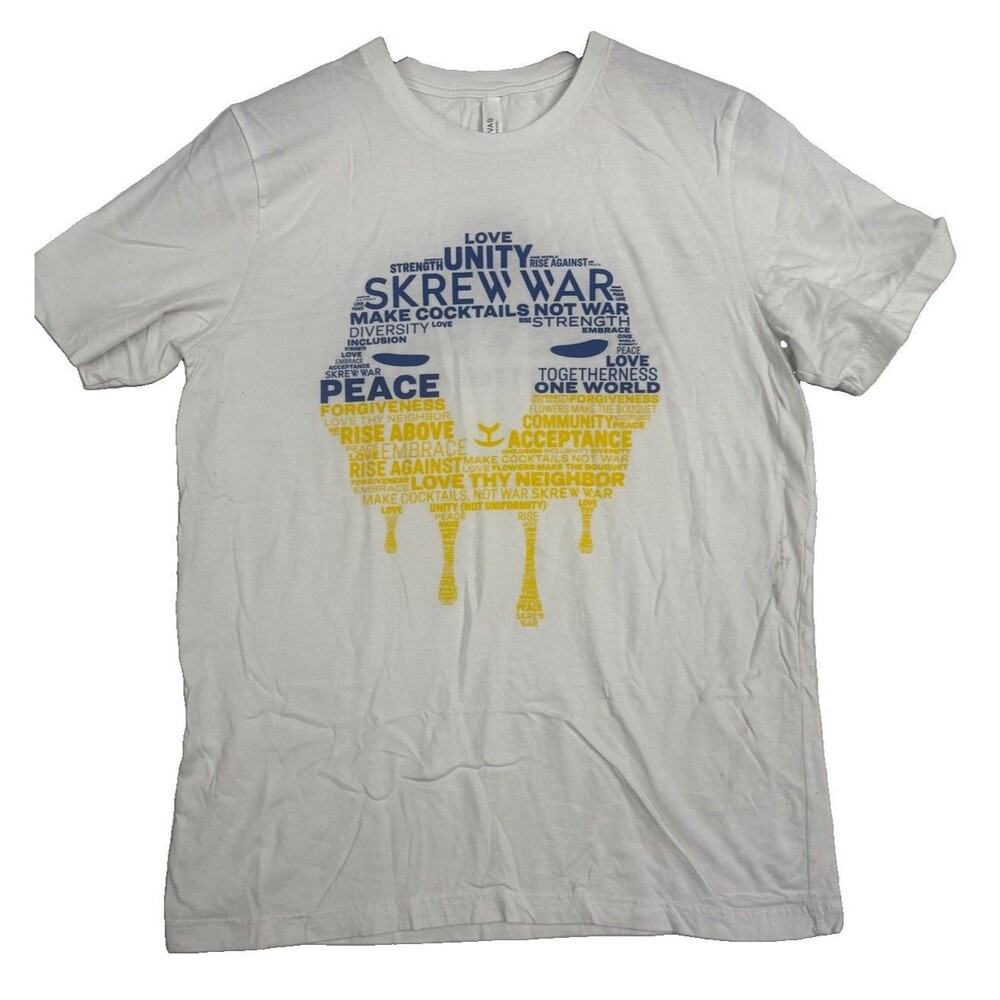 Skrewball Peanut Butter Whiskey Unity Peace Graphic T Shirt White Adult Small